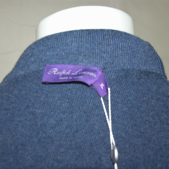 Ralph Lauren Purple Label Blue 100% Cashmere Sweater Jacket XL NWT
